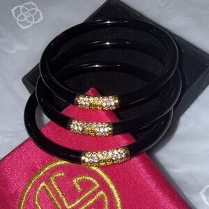 BudhaGirl ALL WEATHER BANGLES - black & gold - set of 3